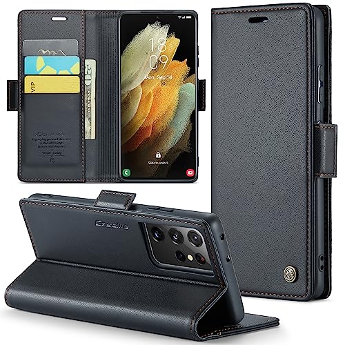 Samsung Galaxy S21 Ultra 5G Wallet Case with [RFID Blocking] Card Holder Magnetic Kickstand Soft Leather Flip Protective Case Wallet for Samsung Galaxy S21 Ultra 5G 6.8 Inch -Black