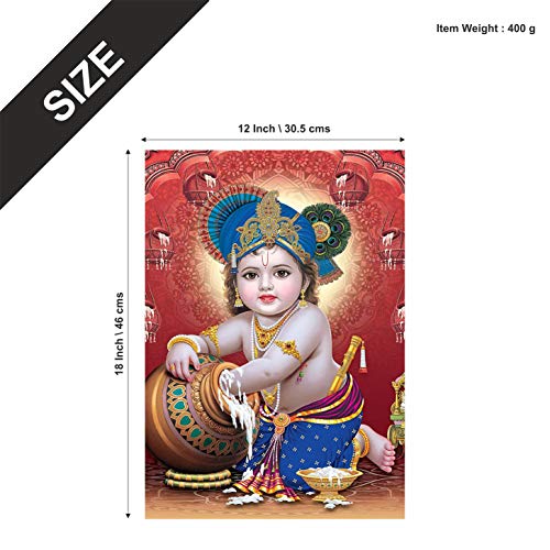 Image of PAPER PLANE DESIGN Religious Baby Krishna Poster for Pregnant Women Bal Roop Kanha Kanhaiya (A3)