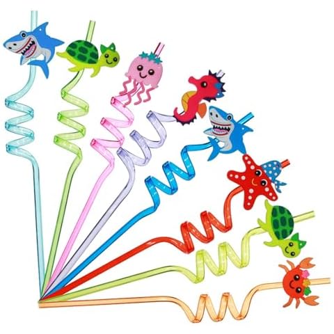 8 Pcs Reusable Curly Straws for Parties Cover