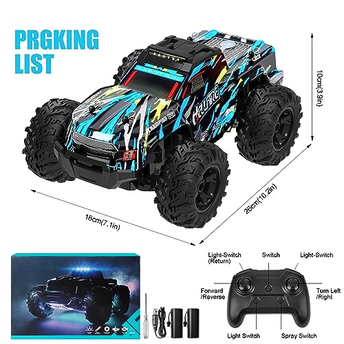 BAZADER Coches de Juguetes, Coche Teledirigido 1:18 para Niños 4 5 6 7 8 9 10 11 12 Jahre，Adulto Coche RC con Luces y Aerosoles a Escala, 2 Baterías para 60 Minutos de Reproducción