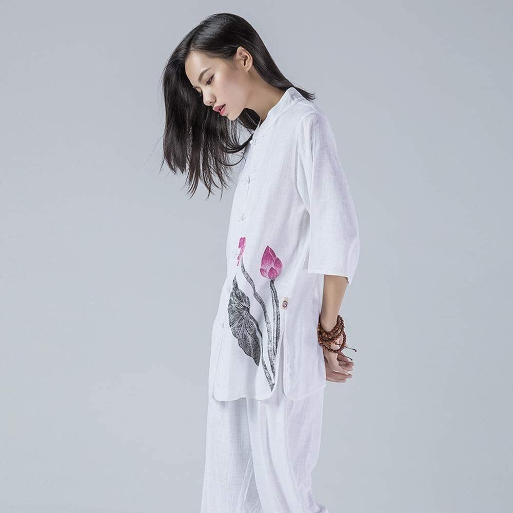 Set di Uniformi Tai Chi per Quattro Stagioni, Tuta per Arti Marziali Tuta da Donna per Tai Chi Uniforme per Arti Marziali Abbigliamento Kung Fu Cinese Vestiti Wing Chun in Cotone, Tuta da Yoga per