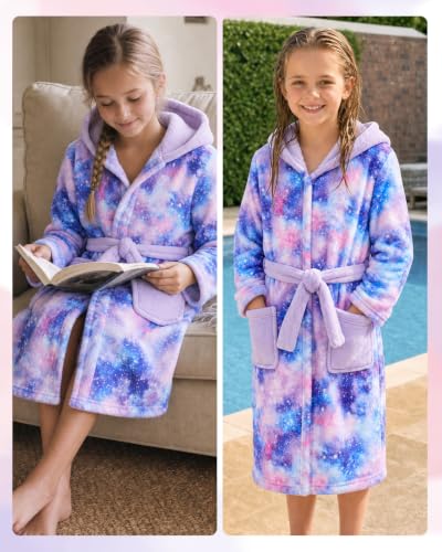 JiAmy Girls Hooded Fleece Robe (Various) - image 4