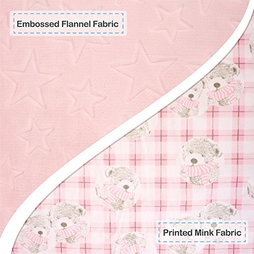 Image of JOIE BEAN Fleece Baby Blanket for Girls | Soft and Fuzzy Minky Baby Blanket for Infant, Newborn | Warm Crib Blanket with Teddy Bear Pattern | Blanket for Baby Girl (Pink)