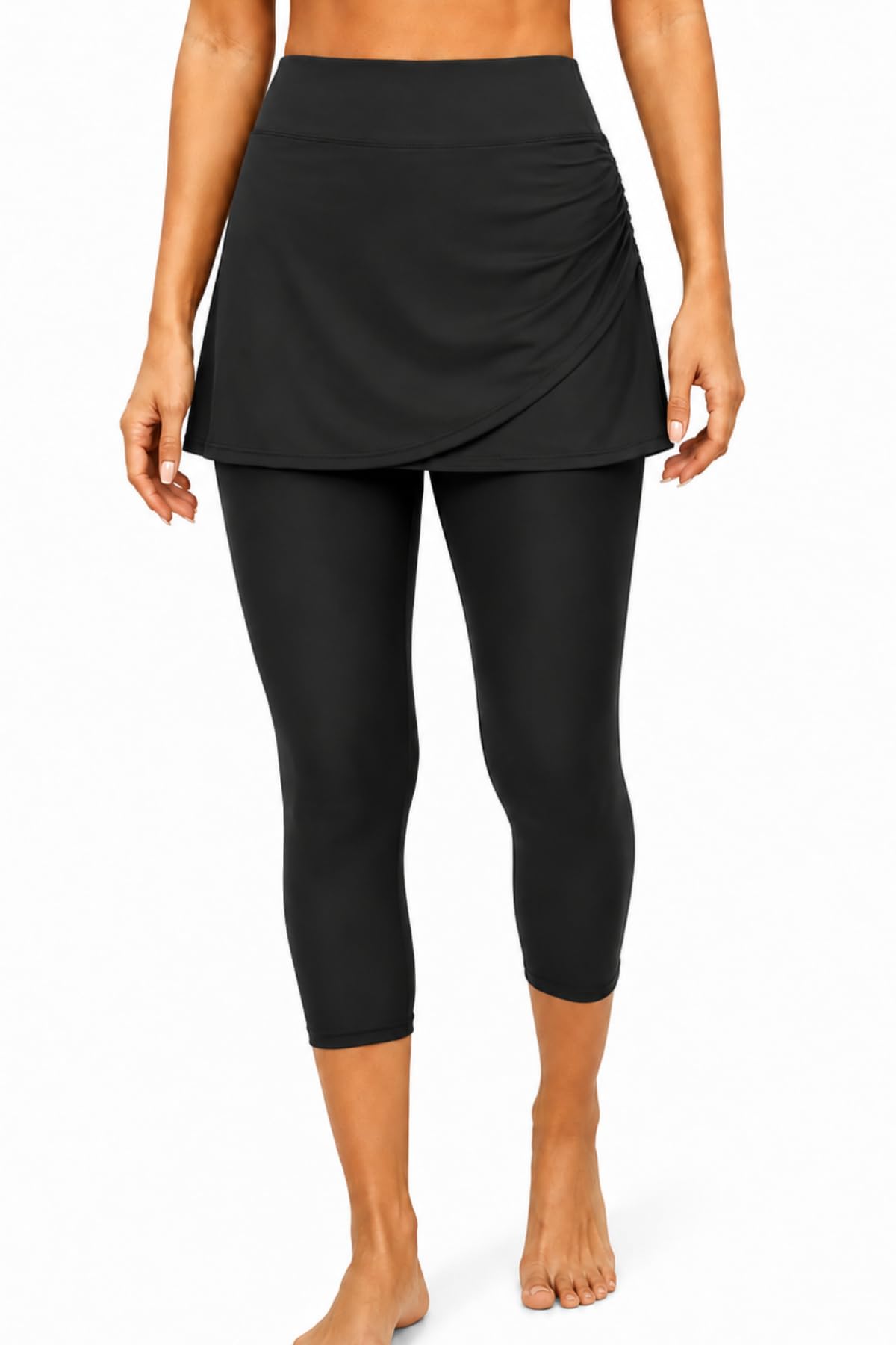 Pinup Fashion Swim Pants Women Leggings Capris with Skirt UPF 50+
