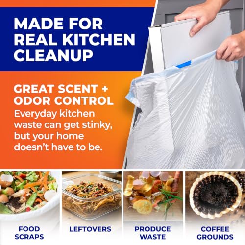 Hefty Ultra Strong 13 Gal Kitchen Trash Bags, Fabuloso Watermelon, 80ct | 13G Tall White Trash Bags with Drawstrings for Kitchen and Home Use, Resists Leaks, Punctures, Rips, Continuous Odor Control - image 5