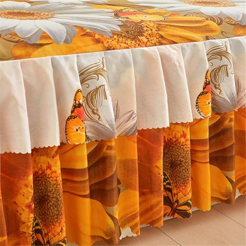 Parure lit tout compris avec jupe de lit volants marron - 6