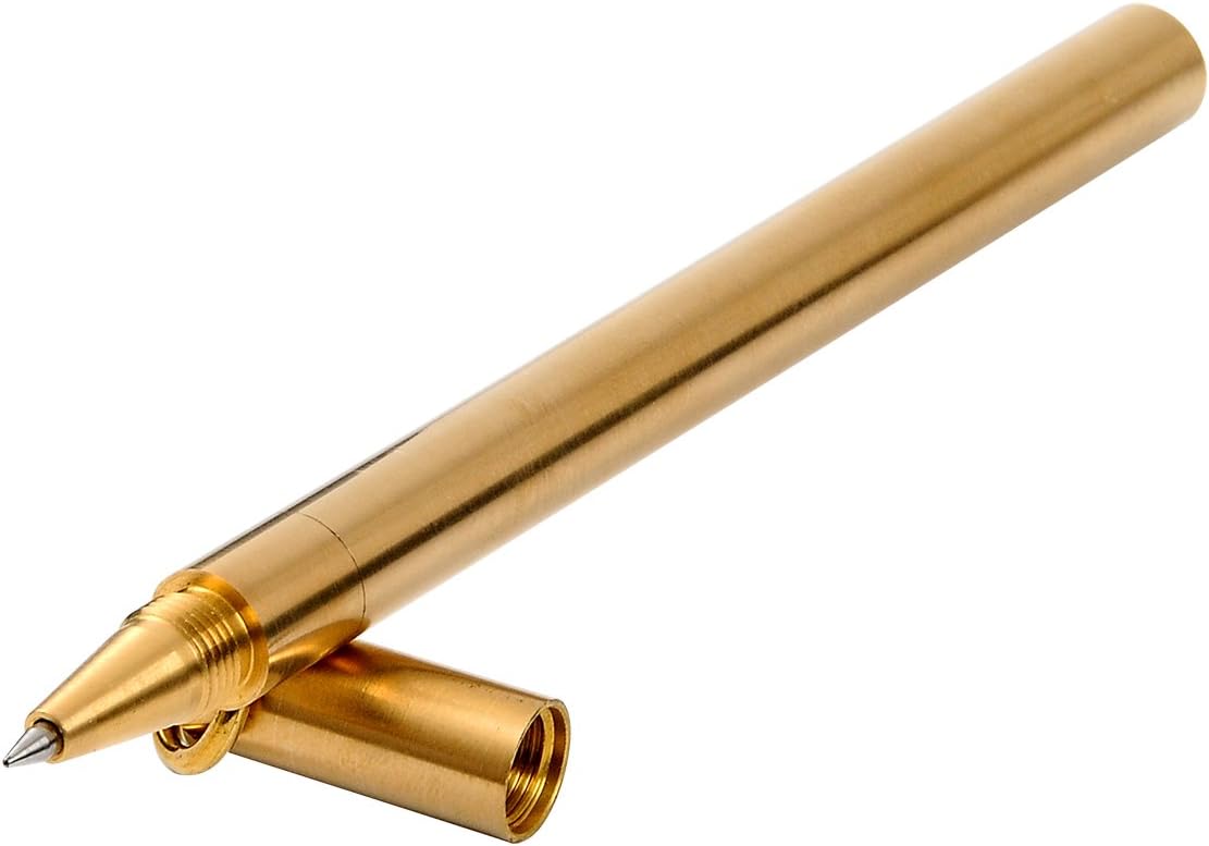 Special Anti-roll Handmade Brass Pen, Unique Polished Metal Sign Signature Pen Gel Pen, Christmas Gift Pen (Ring-Long)