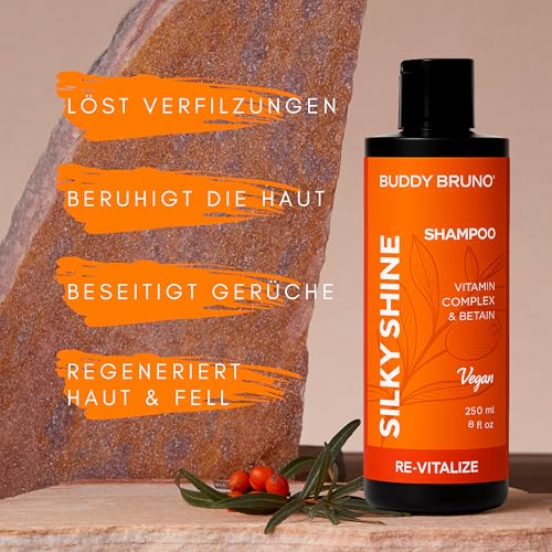Testnote: Sehr gut - Hundeshampoo sensitiv mit Sanddorn - Fellpflege gegen Juckreiz & Geruch - 100% vegan & natürlich - für glänzendes Fell & Vitale Haut - 250ml