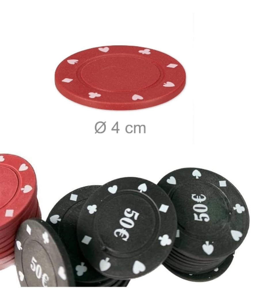 200 Fiches da Poker Numerate Soldi Euro Box da Gioco Texas Holdem con Confezione Porta Fiches Fair