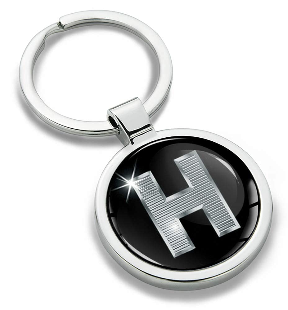 Alphabet Letter H Keychain - Stainless Steel Keyring With 3D Domed Design - View #6