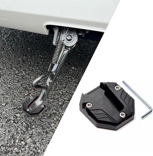 ZYJHGF Motorrad Seitenständer Verlängerung für Triumph Street Triple 765 R 2023 2024 2025 2026, Aluminium Universelle Antirutsch Ständerverlängerung Unterstützungszubehör,C-Black