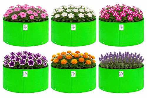 Image of Grow Bag UV Protected 260 GSM | HDPE Grow Bags for Plants | Heavy Duty Green Garden Plant Grow Bag with Drainage Holes | Reusable Vegetable Grow Bag for Terrace Gardening (6, 15X6 INCH)