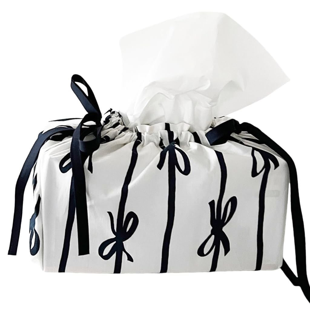 Vdaxvme Adorable Butterfly Bowknot Tissue Pack Desktop Storage Box Sturdy Cotton Handmade Organizers for Women Daily Use