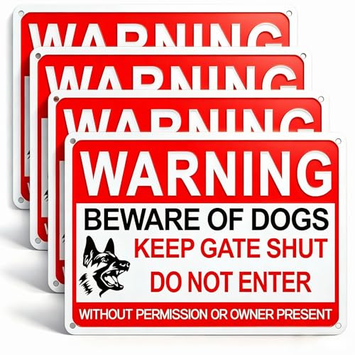 4 Pack Beware Of Dog Sign 12x8 Inch Beware Of Dog Signs For Fence