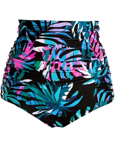 Image of Tempt Me Women's High Waisted Swimsuit Bottom Tummy Control Ruched Bikini Bottom Vintage Swim Bottom Tankini Briefs