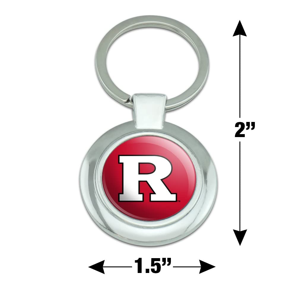Rutgers Scarlet Knights Logo Keychain Classy Round Chrome Plated Metal