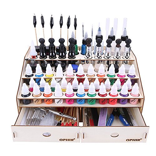 Ophir Wooden Paint Rack Stand Pigment Ink Bottle Paints Tool Storage With Cabinet Holder Organizer For 58 Bottles Of Paints #TOP4
