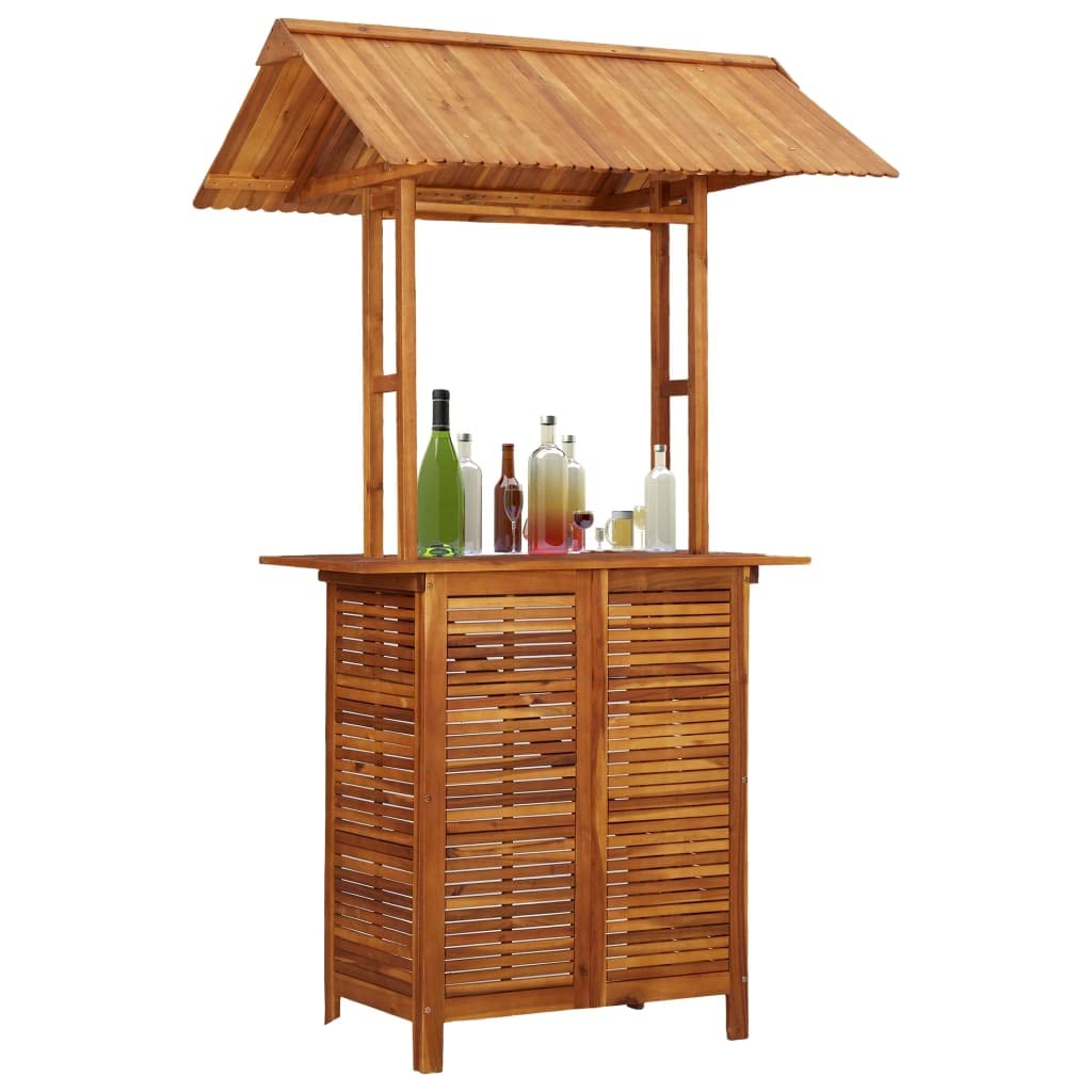 Mobilier de bar d'extérieur avec toit en bois d'acacia massif 122 x 106 x 217 cm