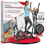 Sportstech CX608 Crosstrainer für Zuhause, leiser Ellipsentrainer mit 8 Widerstandsstufen, 10 kg Schwungrad, LCD Display, Pulssensor bis 120 kg, Fitnessgeräte für Zuhause