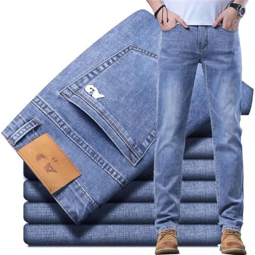 Men's Spring and Summer Thin Light Blue Slim Jeans Stretch Fabric Denim Trousers Smoke Gray Pants4