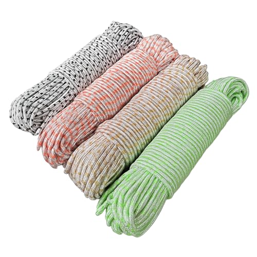 Image of 40 Meter Heavy Duty Clothesline Rope (10 Meter Each Pack of 4) Adjustable, Anti-Slip Polyester Laundry Line for Indoor & Outdoor Drying - Strong, Multicolour Washing Line Rassi