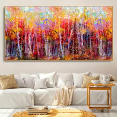 Art moderne affiche sur toile arbres colorés tableau premium 50x100
