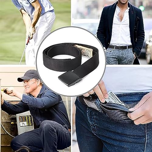 Image of Money Belt for Men Security Belt with Hidden Money Compartment Pocket, Cashsafe Anti-Theft Wallet Non-Metal Buckle