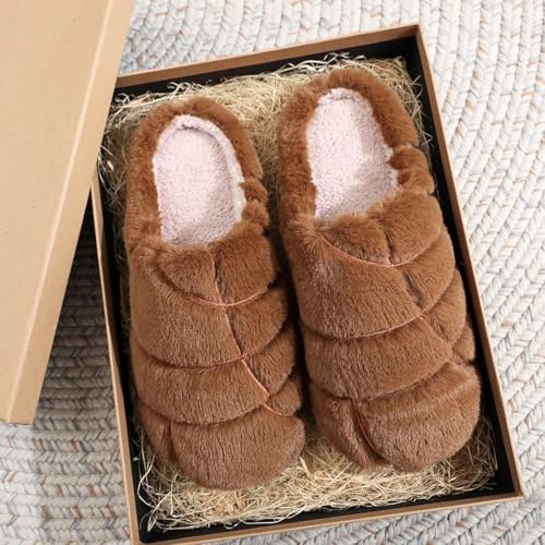 Mexican Concha Slippers for Women Men Concha Pantuflas Slippers Warm Soft Fluffy Plush House Slippers Bread House Slipper3