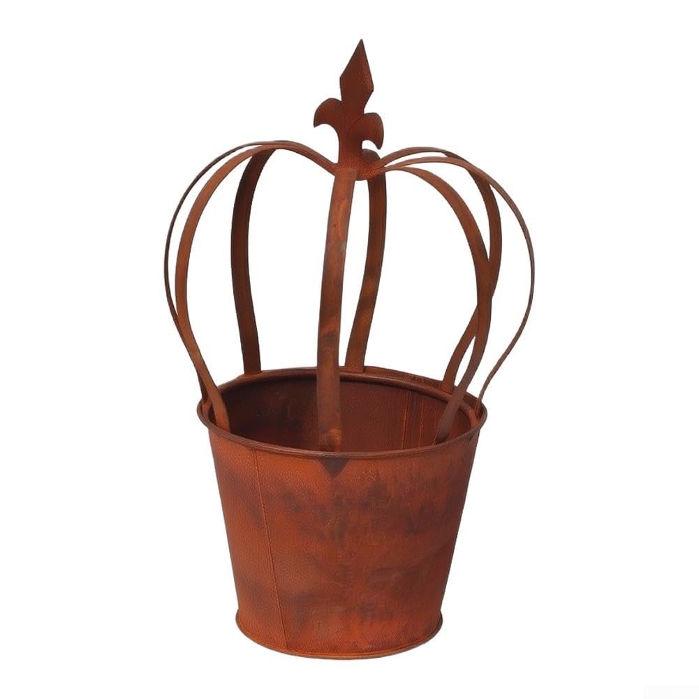 Pot de fleurs en fer extérieur intérieur cache-pot vintage couronne