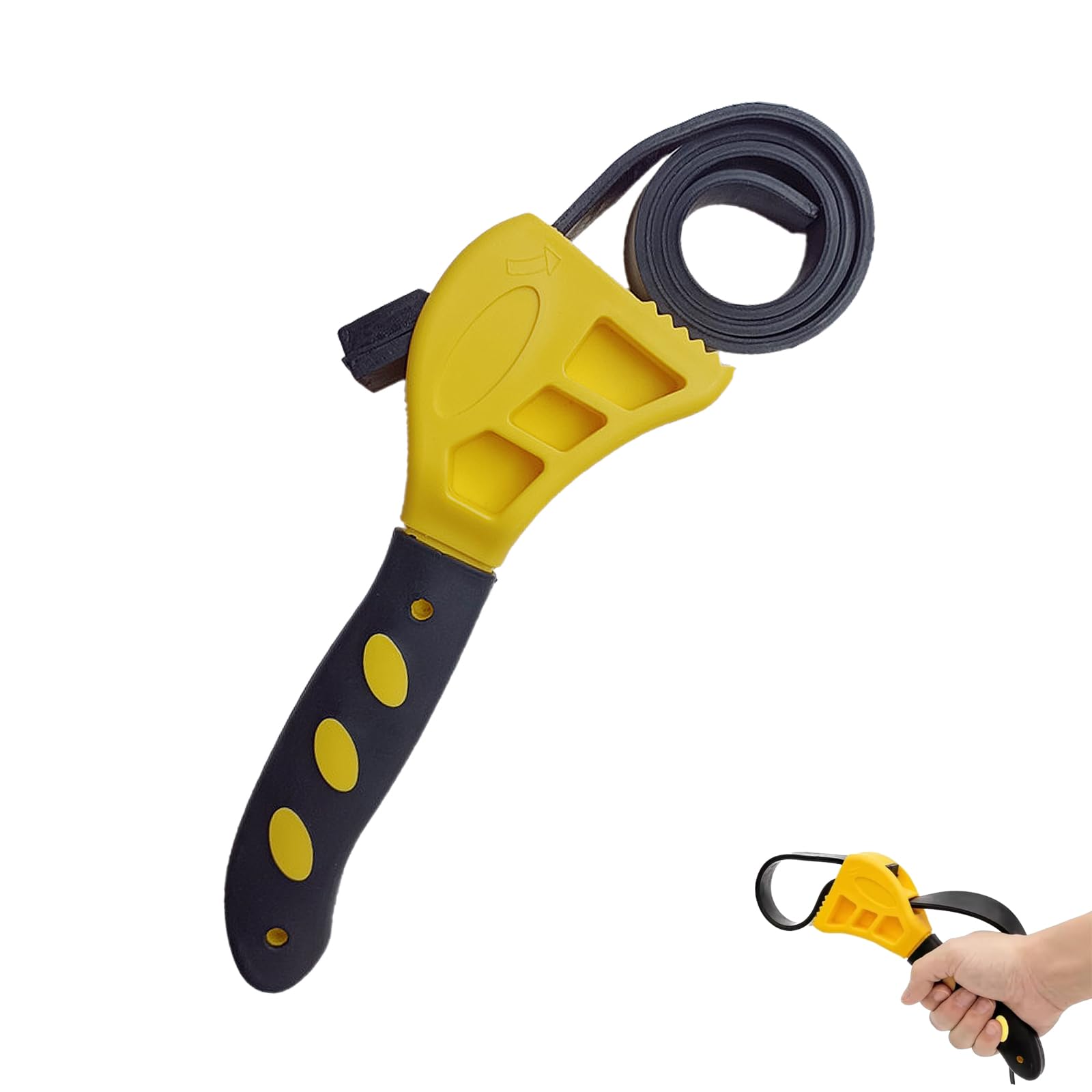 LeeQunQ Rubber Strap Wrench, Oil Filter Wrench, for Jar Opener, Pipes, Plumbing, Shower Head, Water Filter, Mechanics Plumbers DIY(Yellow Black)