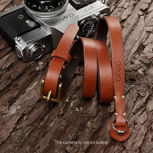 Correa larga de piel para cámara DSLR ajustable compatible con Sony Fujifilm y SLR 7
