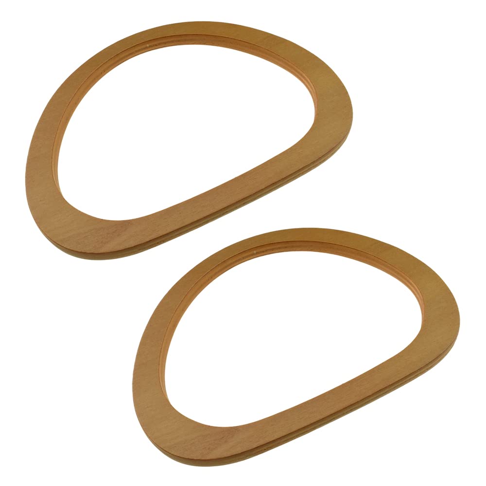 Hahiyo 6.1 Inch Length Wooden D Shape Bag Handles Natural Elegant Appearance Smooth Curve Edges Easily Sew Solid Wood Decorate Replacement Accessory Wood Color 2 PCS for Macrame Purse Crocheted Craft-image-3
