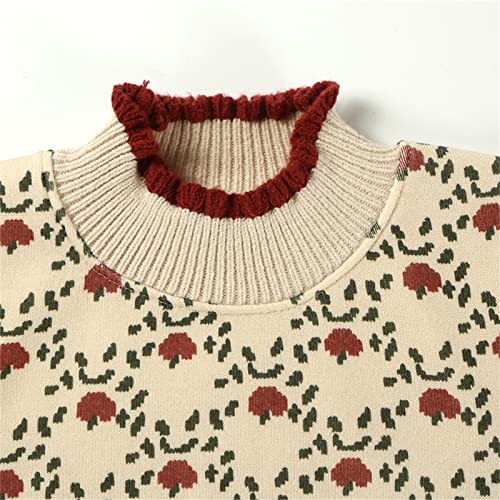 Toddler Baby Girls Print Sweater 𝗥uffle Long Sleeve Mock Neck Pullover Blouse Tops Winter Warm Sweatshirt4