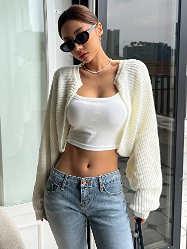 GORGLITTER Women's Long Sleeve Bolero Shrug Open Front Knit Cropped Cardigan Sweater Shrugs4