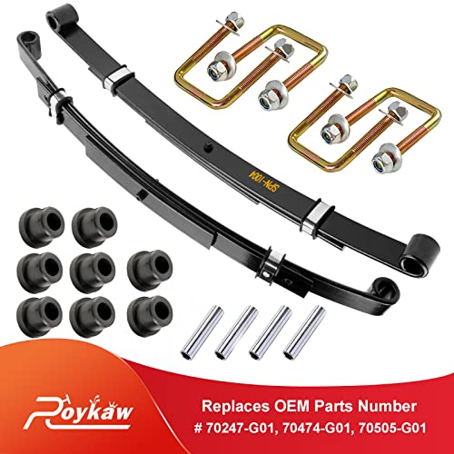 Roykaw Golf Cart Rear Heavy Duty Leaf Spring with Bushing, Sleeves and U Bolt Kit Compatible with EZGO 1994-up TXT Golf Cart Models, Replaces OEM # 70506-G01, 70505-G01, 74135-G01, 74207-G01-3 Leaf by Roykaw - Image 4
