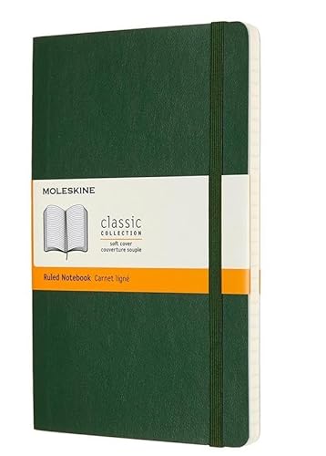 Moleskine Classic Squared Paper Notebook - Soft Cover and Elastic Closure Journal - Color Myrtle Green - Large 13 x 21 A5 - 192 Pages