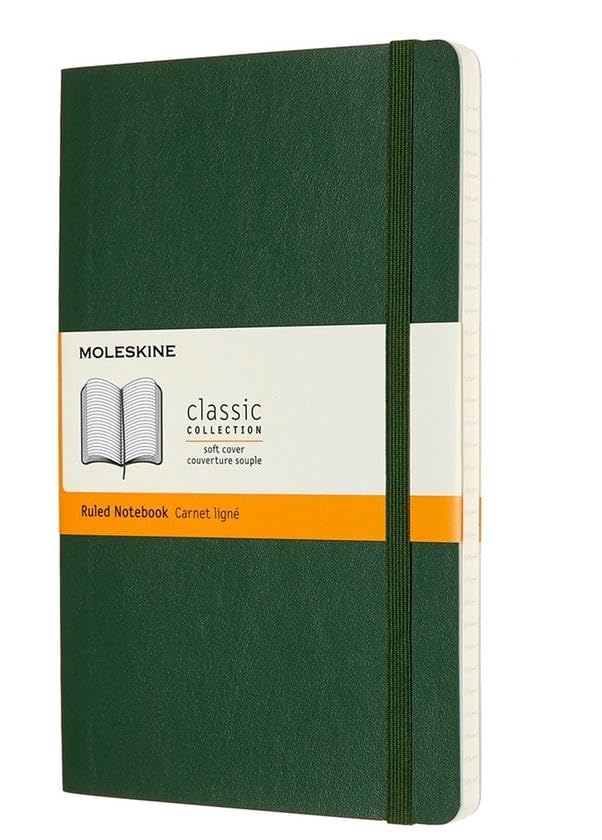 Classic Notebook, Soft Cover, Large (5" x 8.25") Squared/Grid, Myrtle Green, 192 Pages