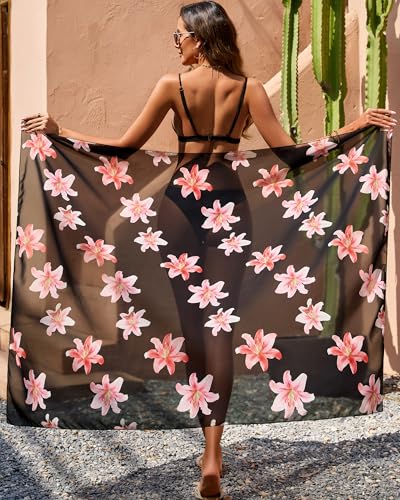 Image of Eicolorte Womens Beach Cover Up Chiffon Sheer Bikini Beach Swimsuit Coverup Sarong Pareo Wraps for Women