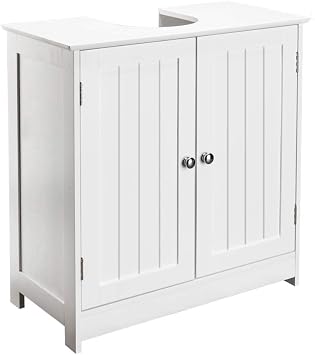 FCH Pedestal Sink, Storage Cabinets with Two Doors and Adjustable Shelves Under Sink Organizer Bathroom Vanity Storage White