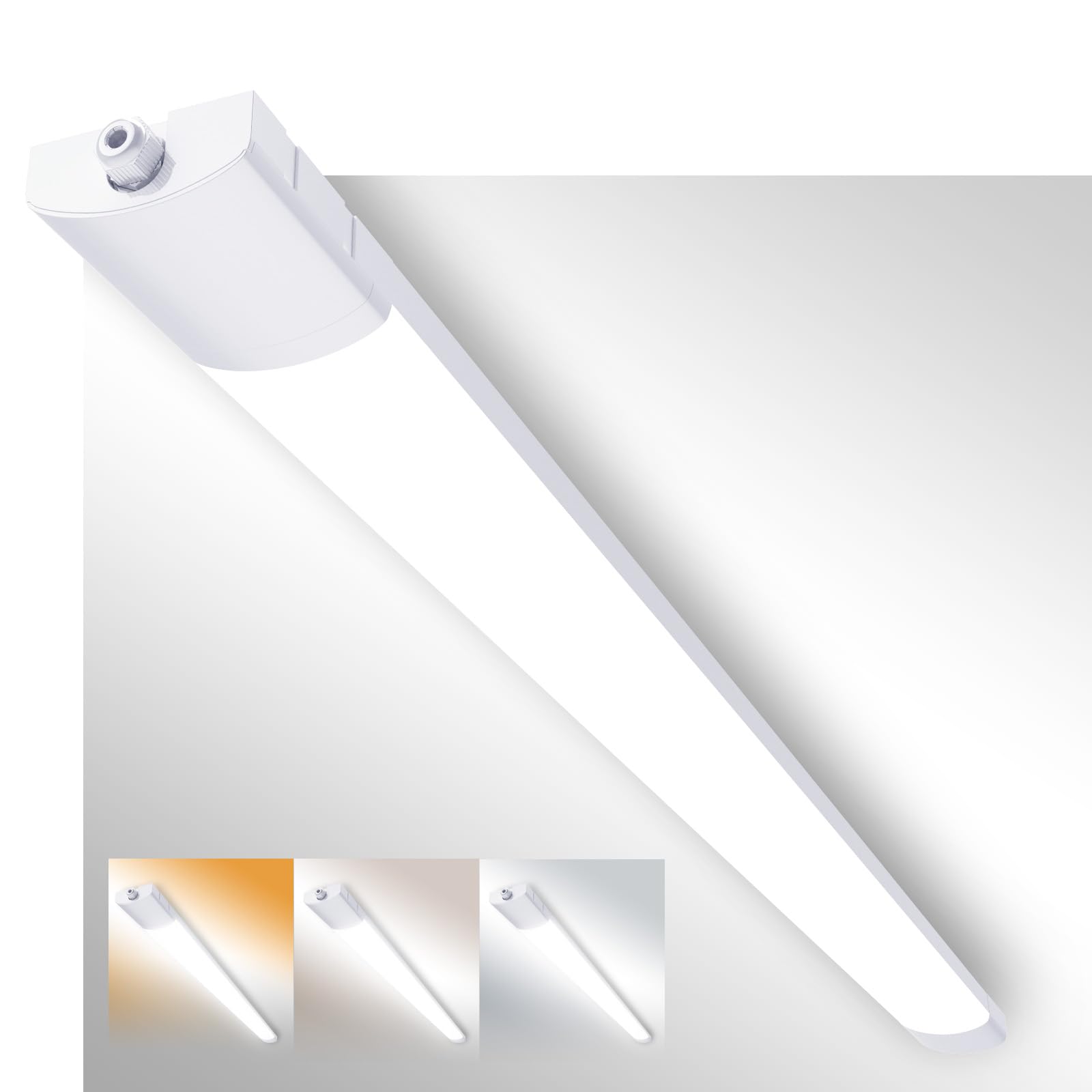 Fynokst 36W 4000Lumen Feuchtraumleuchte LED, 6000K/4000K/3000K Kellerlampe, IP65 Wasserfest Feuchtraumlampe für Keller Werkstatt Garage Küche Büro