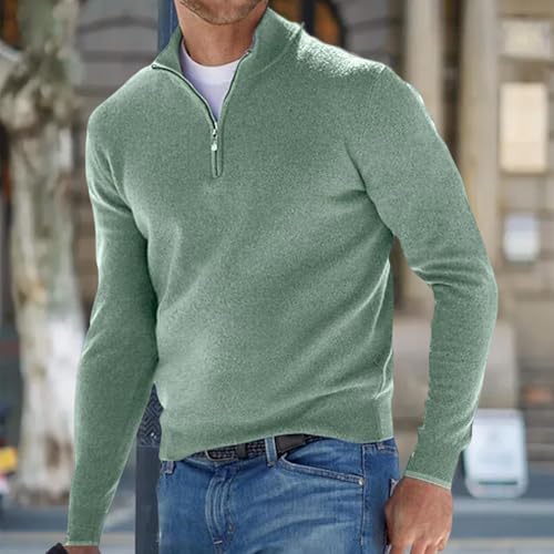 Mens Quarter Zip Up Pullover Soft Long Sleeve Thermal Sweaters Business Slim Fit Polo Knitted Jumper Tops2