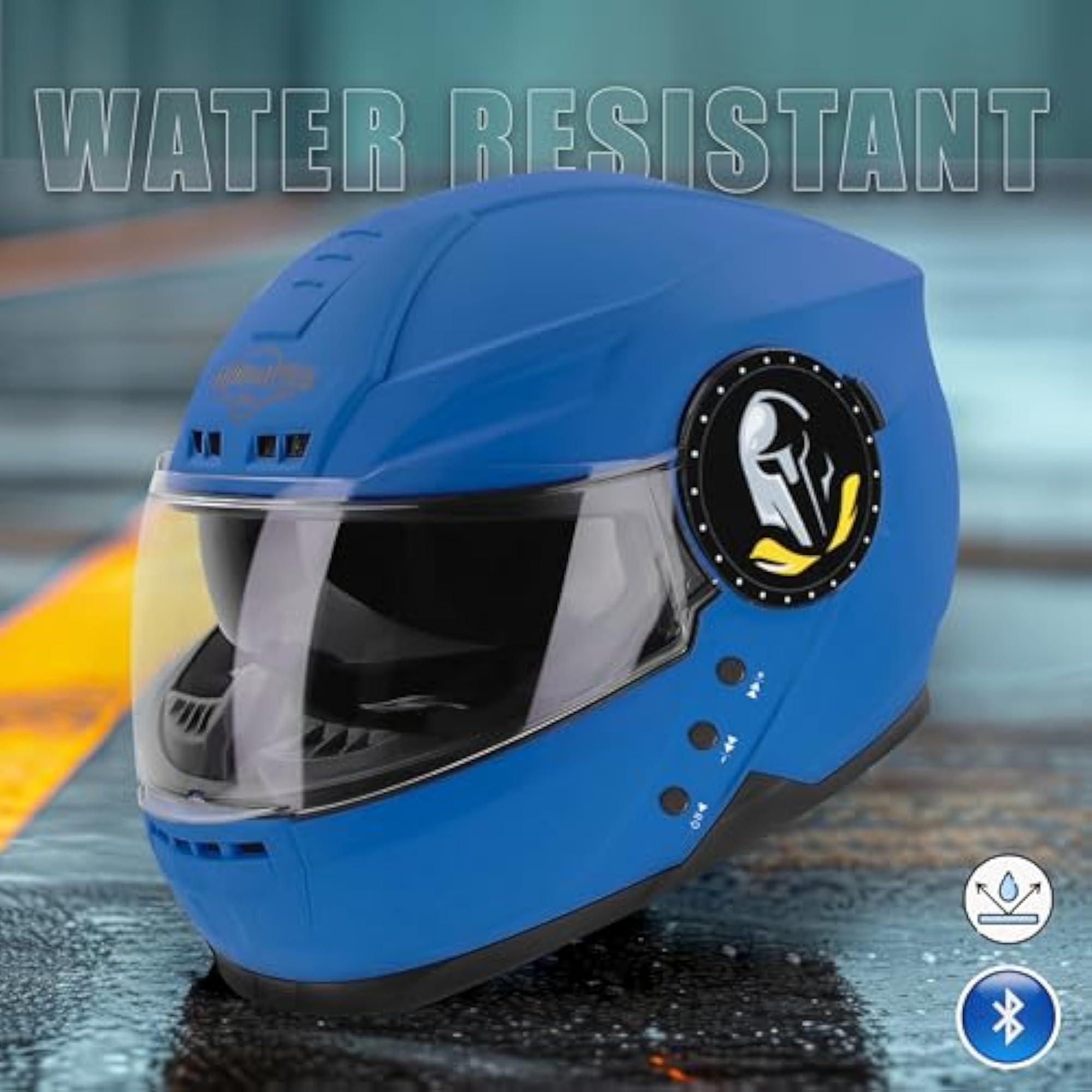 Bluetooth Full Face Helmet with Inner Smoke Sun Shield