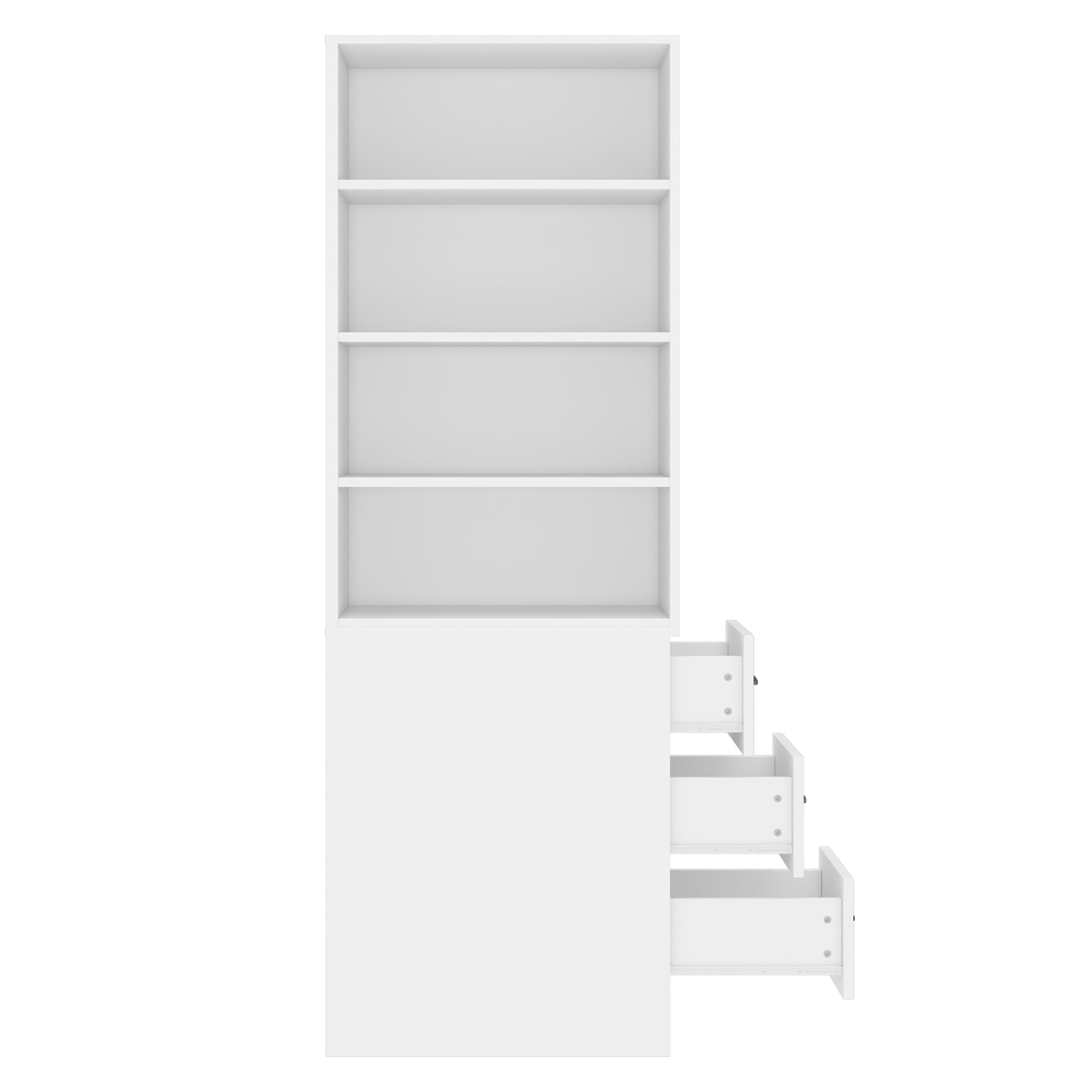 Estantería de 180 cm de altura extra estrecha con cajones laterales – estantes ajustables, intercambiable a izquierda y derecha, adecuada para espacios pequeños, aparador, salón, estantería alta
