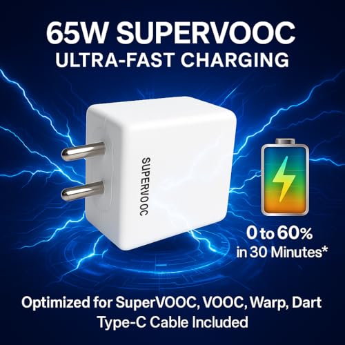 Image of mifaso 65W Supervooc Type-C Adapter With Original Cable|Fast Charging For Oneplus,Realme,Oppo,Redmi /Mi,Samsung,Tecno,Infinix,Lava|Dart /Warp /Superdart /Rapid,All Protocols Support|PD 65 W QC 3.0