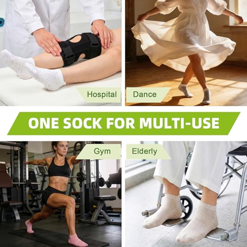 Image of yeuG Pilates Socks for Women Non Slip Grip Socks for Yoga, Barre, Hospital, Barefoot Grippy Yoga Sock Womens Gifts 4 Pairs
