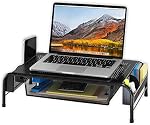 Simple Houseware Monitor Stand Riser with Organizer Drawer, Black