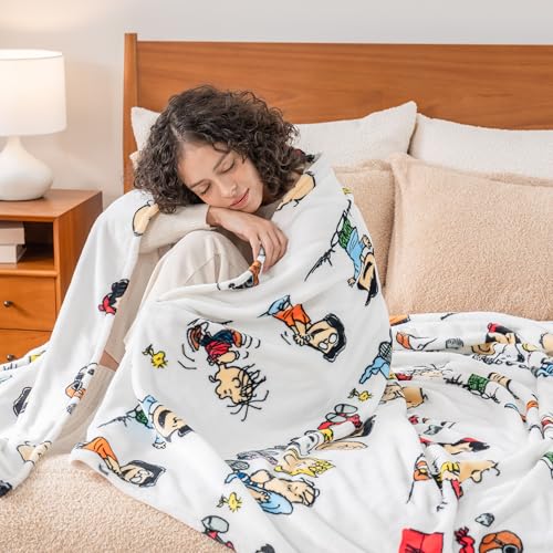 Image of Berkshire Blanket Peanuts VelvetLoft Cute Character Snoopy Plush Blanket,Peanuts Stripe Multi,King 90 in x 108 in (Official Peanuts Product)