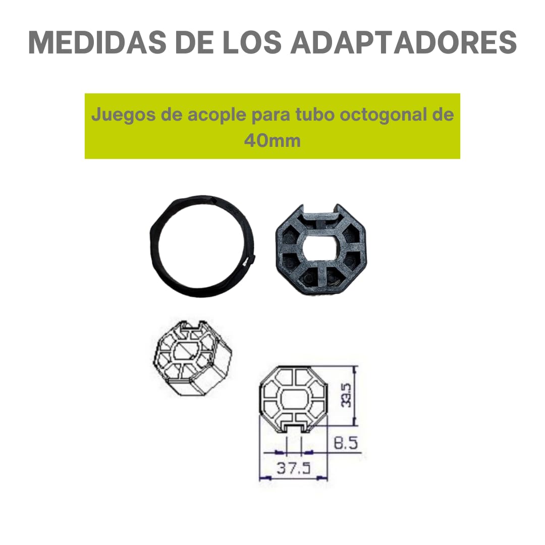 MOTIC - Mot 13 - Motor para estores enrollables, tubo octogonal de 40 mm para persianas y estores, Motores para automatizar estores, persiana electrica interior. Hasta 30 KG