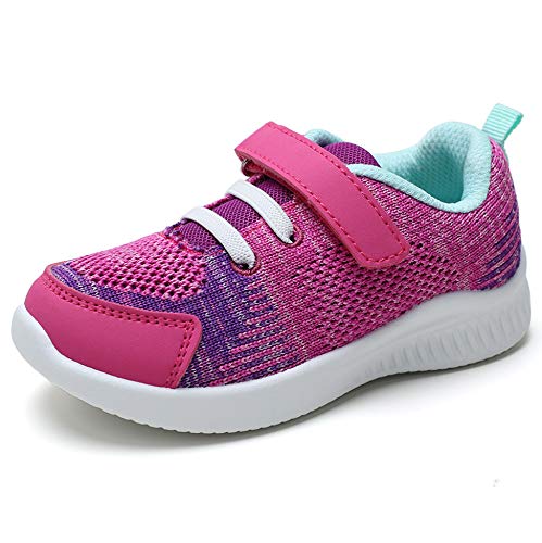 nerteo Toddler Girl Tennis Shoes Cute Kids Girls Sneakers for Running Fushia/Aqua Sky 8 M US Toddler - Thumbnail 2