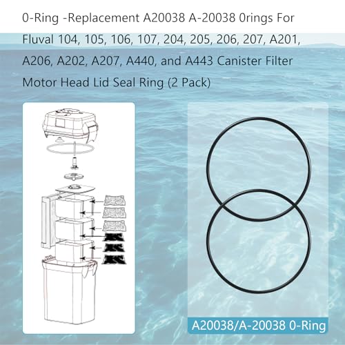 Image of A20038 A-20038 Orings Replacement for Fluval 104, 105, 106, 107, 204, 205, 206, 207 Motor Head Lid Seal Ring （2 Pcs）